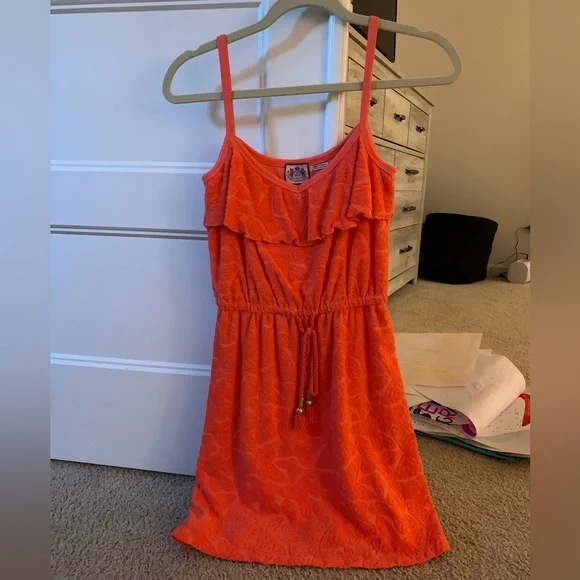 juicy couture orange dress Juicy Couture Silk 3/4 Sleeve Burnt Orange Maxi Dress with High Slit